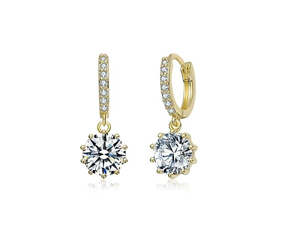Rachel Glauber Elegant 14K Gold Plated Cubic Zirconia Huggie Earrings
