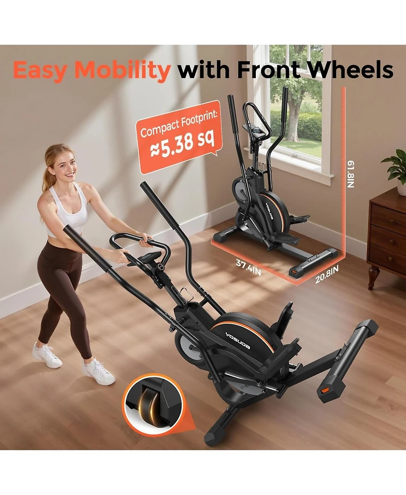 Fed Fitness Compact Elliptical with 45degree(s) Incline, 16 Resistance Levels, App Compatibility, Home Exercise Machine