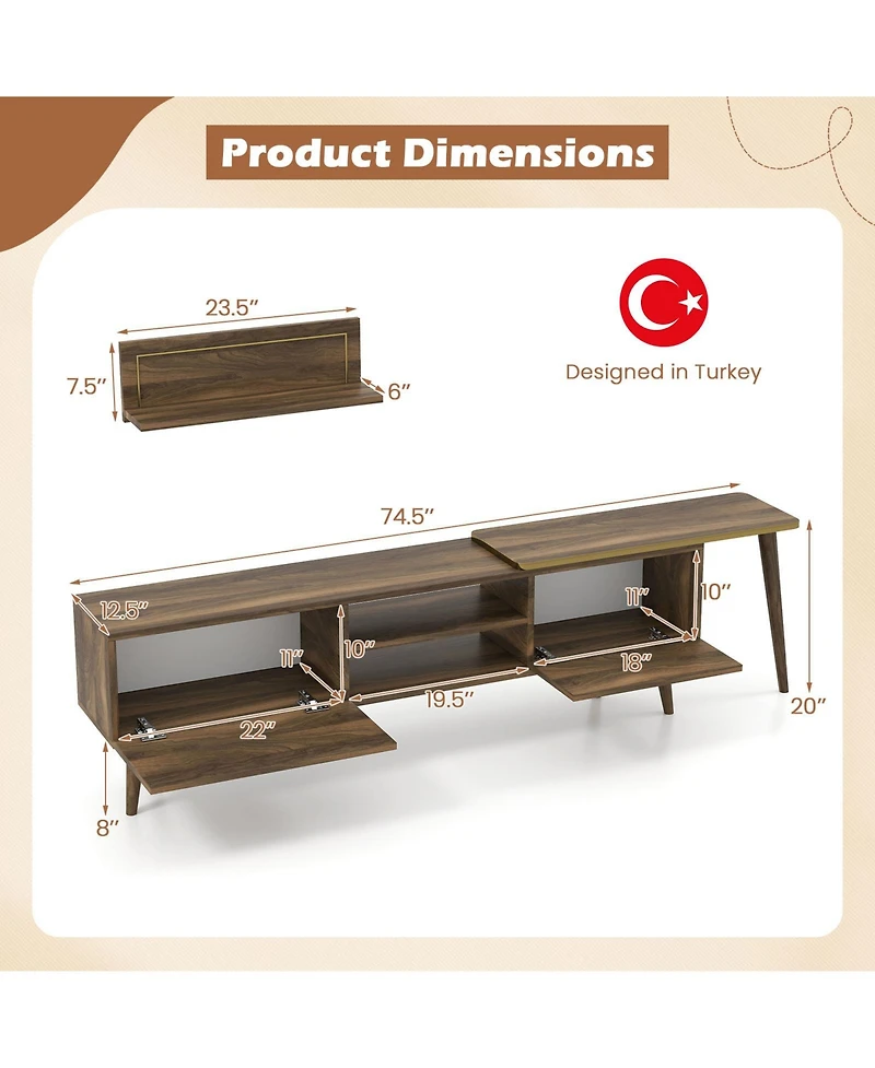 Gymax Tv Stand Rustic Farmhouse Entertainment Center Suits TVs up to 85 Inches