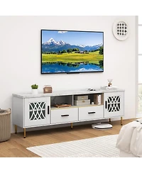 Gymax Modern Faux Marble Entertainment Center 71-Inch Tv Stand