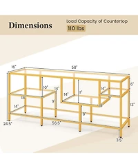 Gymax Tv Stand for Tvs with Tempered Glass Shelves TV Console Table