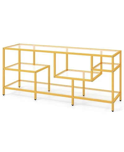 Gymax Tv Stand for Tvs with Tempered Glass Shelves TV Console Table