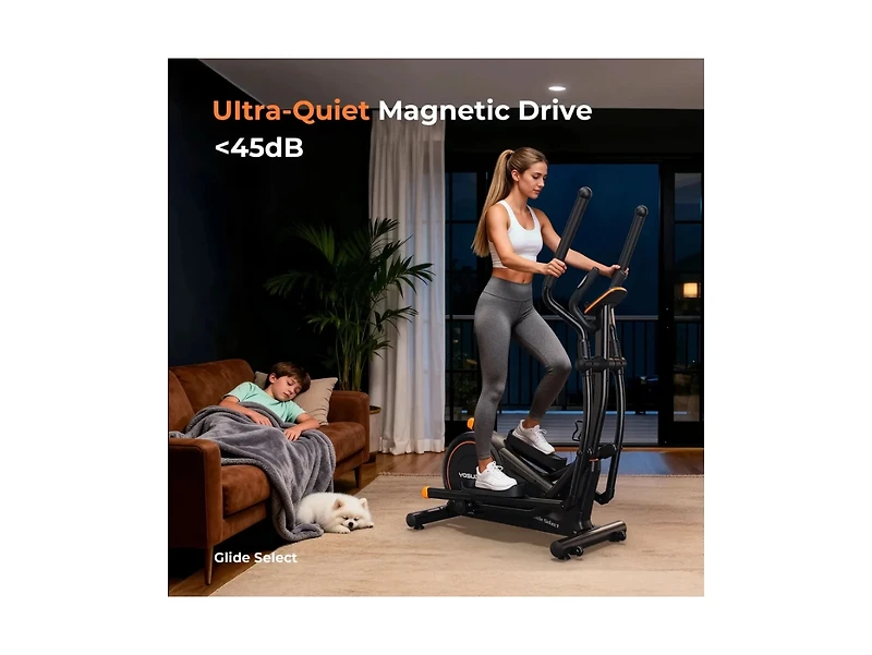 Fed Fitness Glide Pro-Level Elliptical, 20" Stride, Ultra Quiet Magnetic Drive with 16 Levels, 4-in-1 Modes and Bluetooth for Home Gym