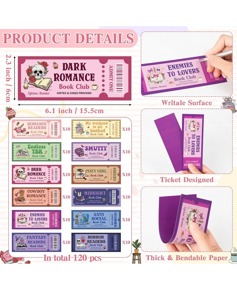 Gnuadz Funny Book Club Ticket Bookmarks Bookish Gifts