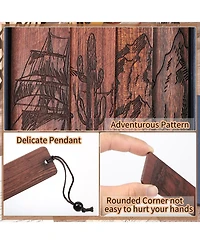 Gnuadz Wood Bookmark Men Adventure Carving Vintage Gift
