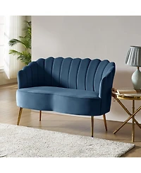 Hulala Home Hendrix Contemporary 50.2" Velvet Loveseat Sofa with Metal Legs