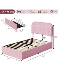 gaomon Twin Size Bed Frame with 2 Flexible Drawers