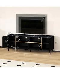 Gymax Mid Century Modern Entertainment Center 63-Inch Tv Stand for TVs up to 75inch