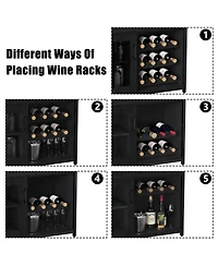 homfan Wine Cabinet with Removable Bottle Storage, Stemware Holder and Ventilated Durable Mdf Iron Home Bar Organizer for Dining Room