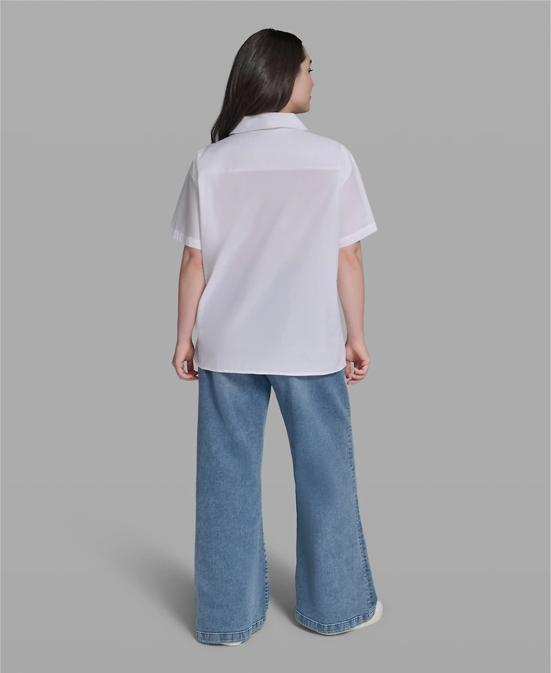 Karl Lagerfeld Paris Plus Cotton Short-Sleeve Top