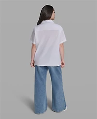 Karl Lagerfeld Paris Plus Cotton Short-Sleeve Top