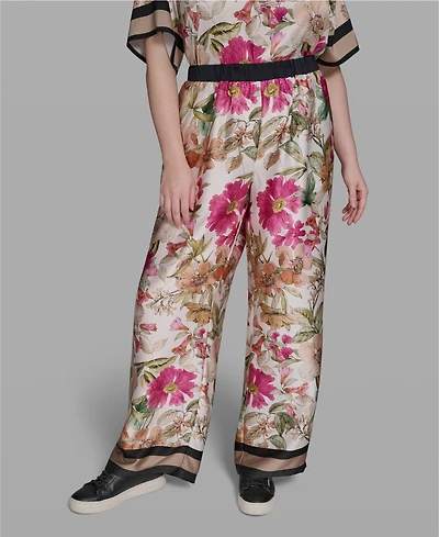 Karl Lagerfeld Paris Plus High-Rise Floral Printed Pants