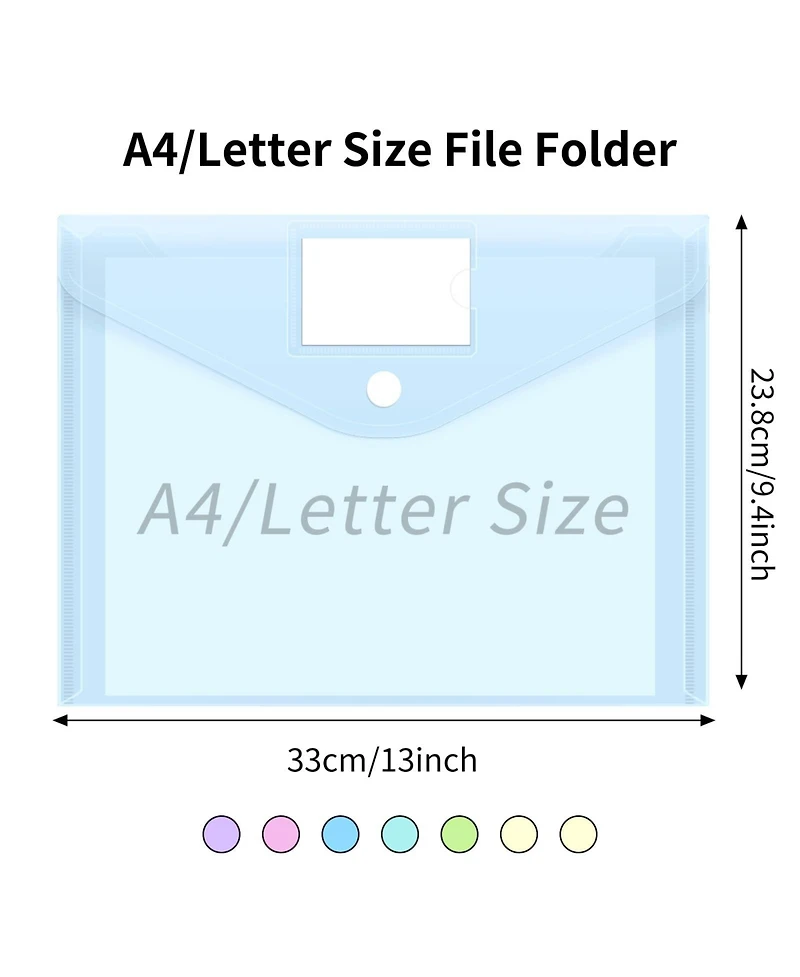 Gnuadz Plastic Envelopes File Folders Hook Loop Closure Label Pocket A4 School Office