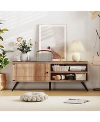 Gymax Tv Stand for TVs up to 55inch Mid Century Entertainment Center with Storage Cabinet