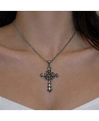 Rebl Jewelry Silver Rose Cross Chain