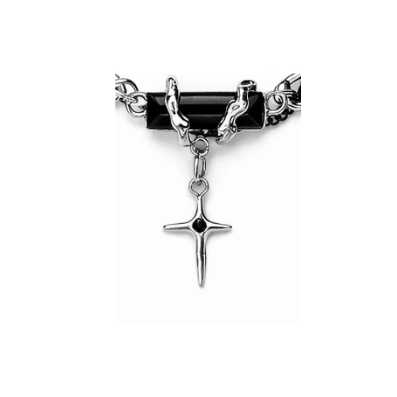 Rebl Jewelry Black Cross Link Necklace