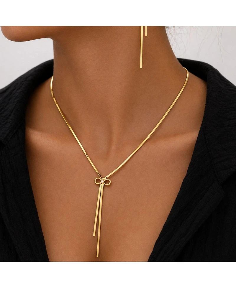 Rebl Jewelry Bow Lariat Pendant Necklace