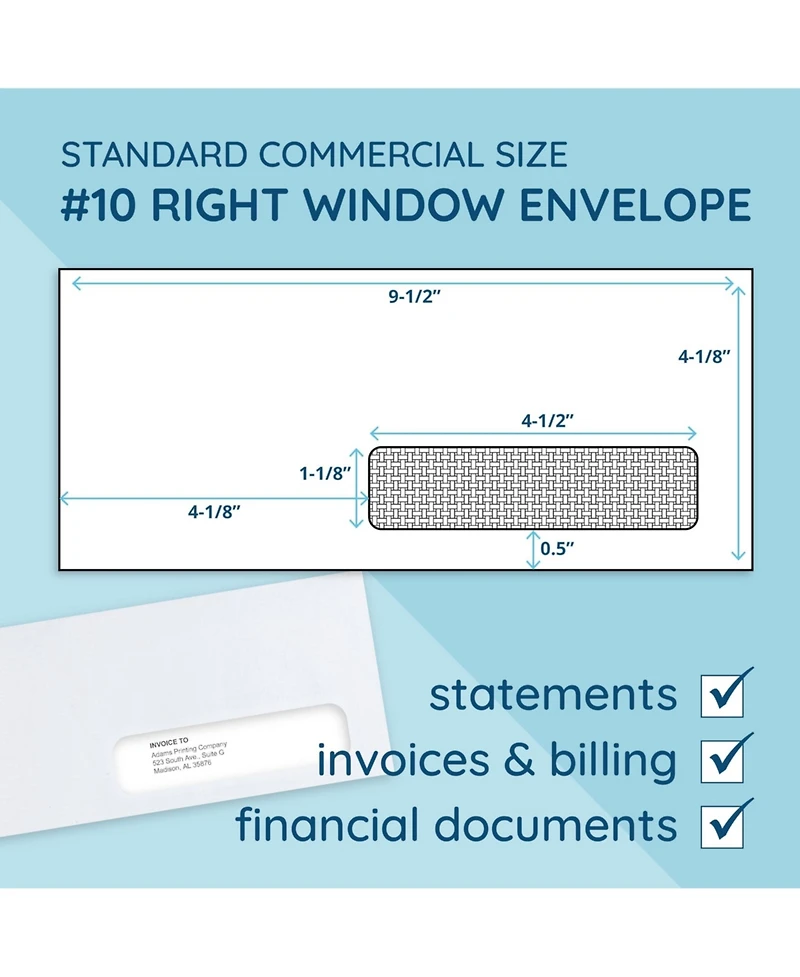 Gnuadz Self Seal Security Window Envelopes for Business Mailing