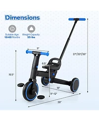 Slickblue 4 1 Toddler Tricycle, Foldable with Push Handle and Adjustable Seat