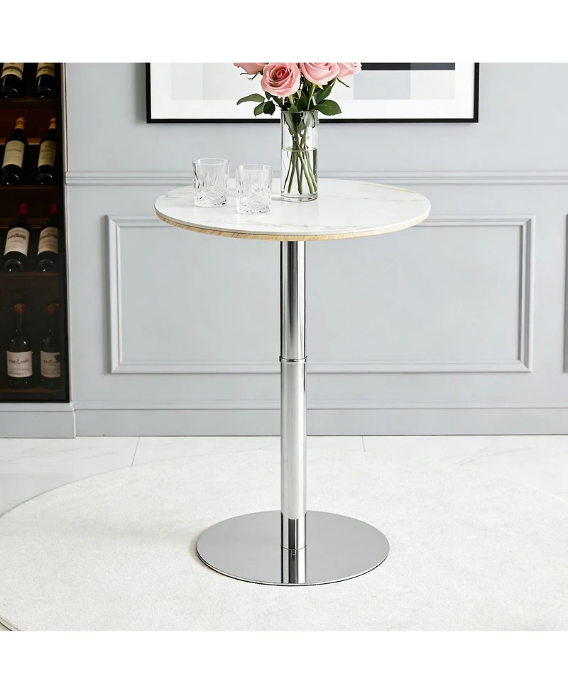 flynama 39" Rock Slab Bar Table with Silver Base and Legs