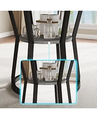 homfan Round Dining Table with Storage Shelf for 4-6, Farmhouse Kitchen Cross Base Room, Living Apartment