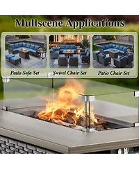 Pocassy Rectangular Propane Fire Pit with 50,000 Btu Output, Fire Pit Table for Outside Patio with volcanic Stones and Wind Guard