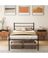 Gymax Twin Size Metal Bed Frame Platform Mattress Foundation With Headboard