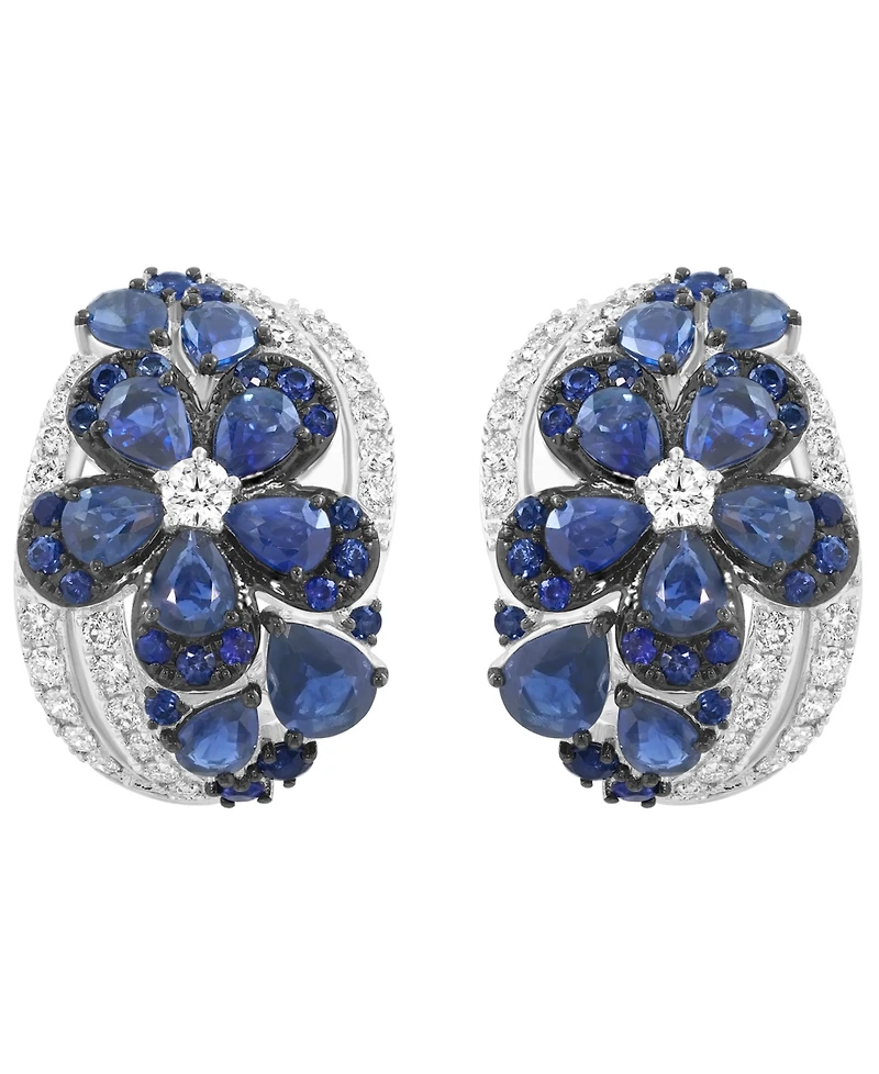 Effy Collection Sapphire (4-1/4 ct. t.w.) & Diamond (5/8 ct. t.w.) Earrings in 14k White Gold