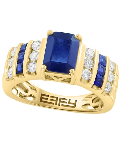 Effy Collection Diamond (3/8 ct. t.w.) and Sapphire (2 ct. t.w.) Ring in 14k Yellow Gold