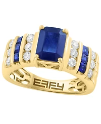 Effy Collection Diamond (3/8 ct. t.w.) and Sapphire (2 ct. t.w.) Ring in 14k Yellow Gold