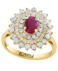 Effy Collection Ruby (1-1/10 ct. t.w.) & Diamond (3/8 ct. t.w.) Ring in 14k Yellow Gold