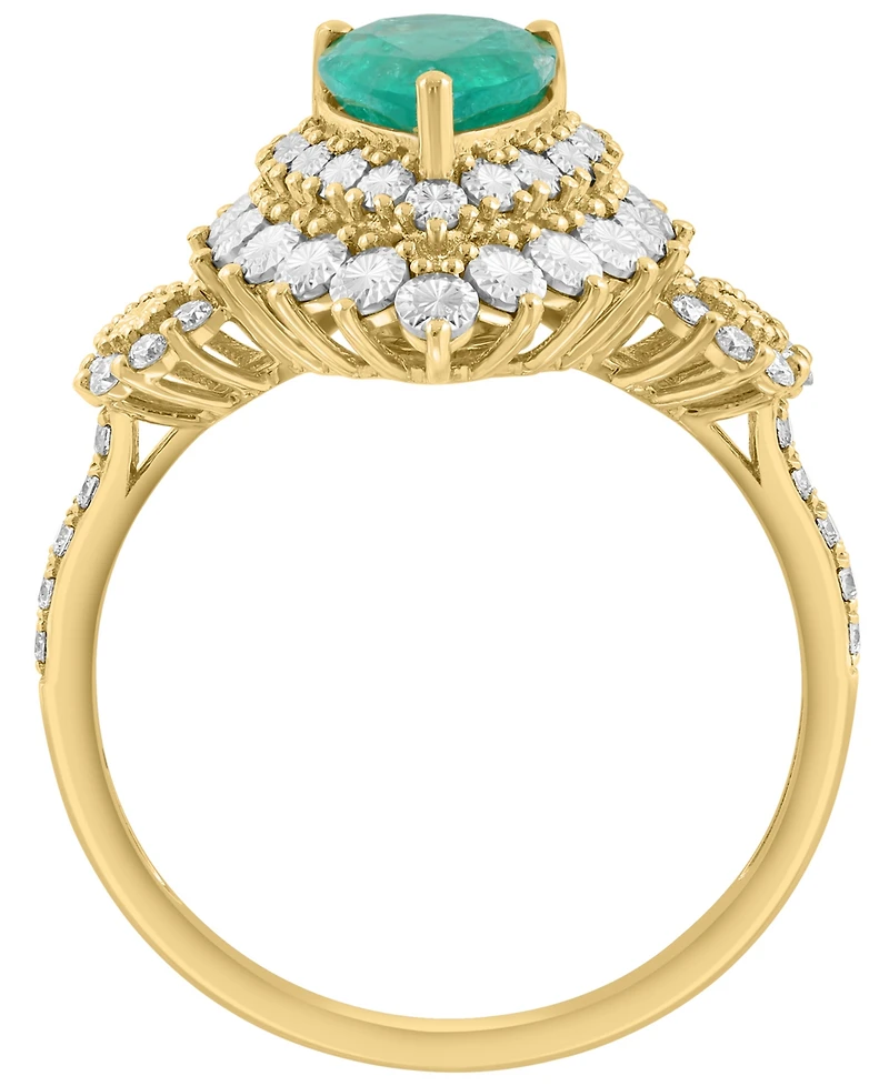 Effy Collection Emerald (7/8 ct. t.w.) & Diamond (1/5 ct. t.w.) Ring in 14k Two-Tone Gold