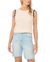 Vince Camuto Women's Crewneck Scallop Trim Tank Top