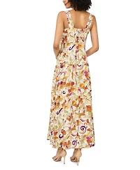Vince Camuto Women's Floral Square-Neck Smocked-Back Sleeveless Maxi Dress
