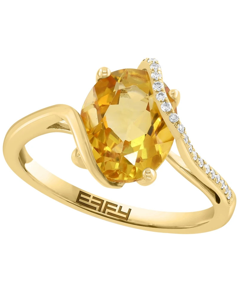 Effy Collection Citrine (1-7/8 ct. t.w.) & Diamond (1/10 ct. t.w.) Ring in 14k Yellow Gold