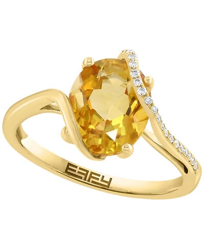Effy Collection Citrine (1-7/8 ct. t.w.) & Diamond (1/10 ct. t.w.) Ring in 14k Yellow Gold