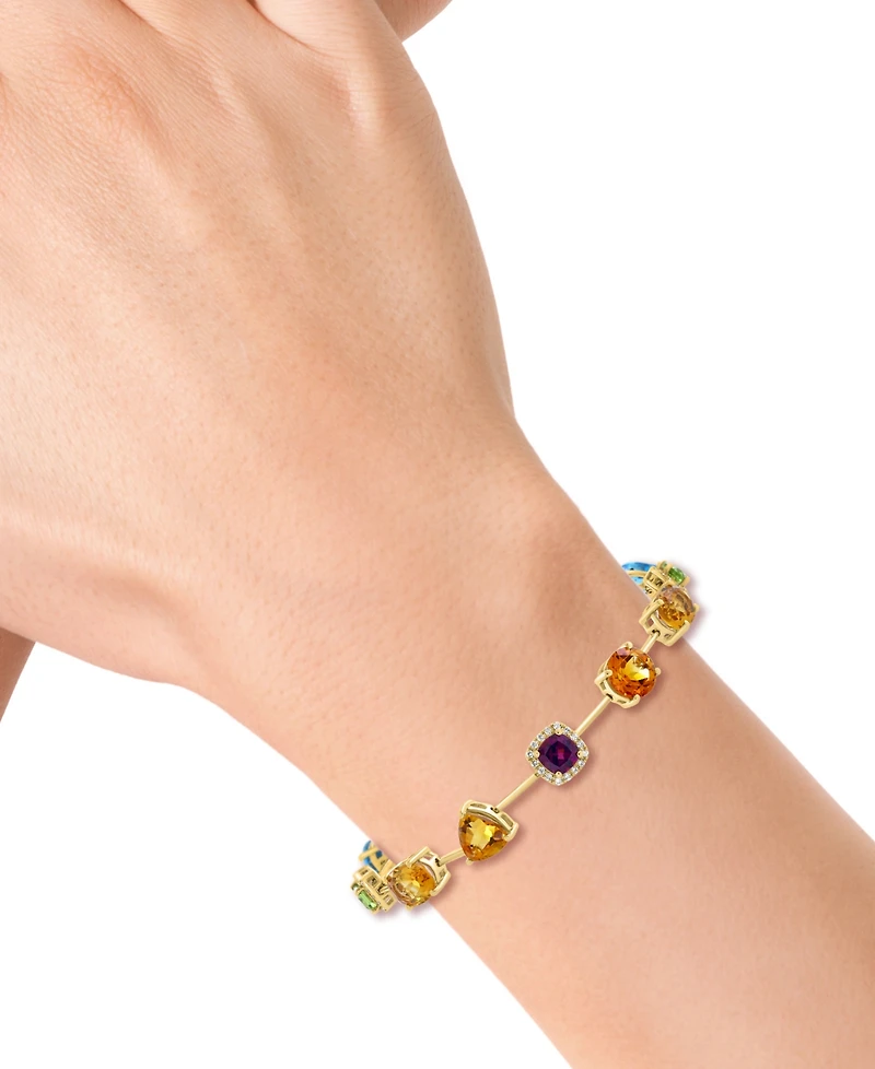 Effy Collection Multi-Gemstone (11 ct. t.w.) & Diamond (1/4 ct. t.w.) Bracelet in Gold Over Silver