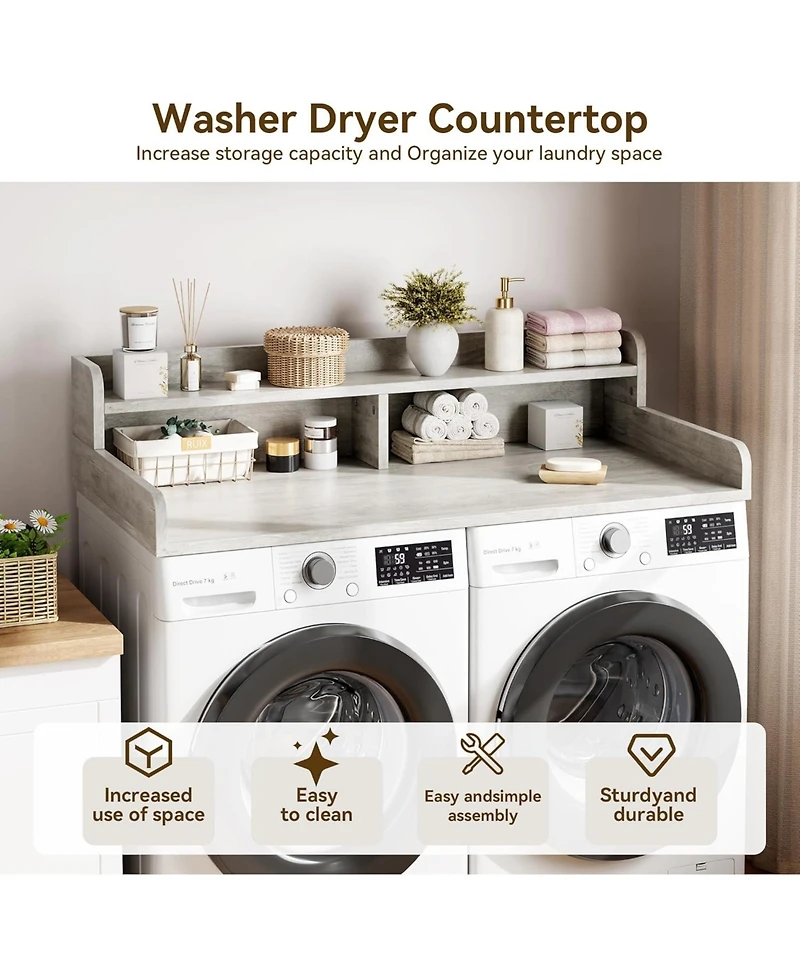 gaomon 2-Tier Washer Dryer Countertop, Shelf/Drawers Non-Slip Laundry Topper