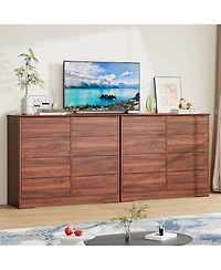 homfan Tall 8-Drawer Wooden Dresser, Modern Storage Cabinet with Deep Drawers and Wide Top for Multi-Room Use