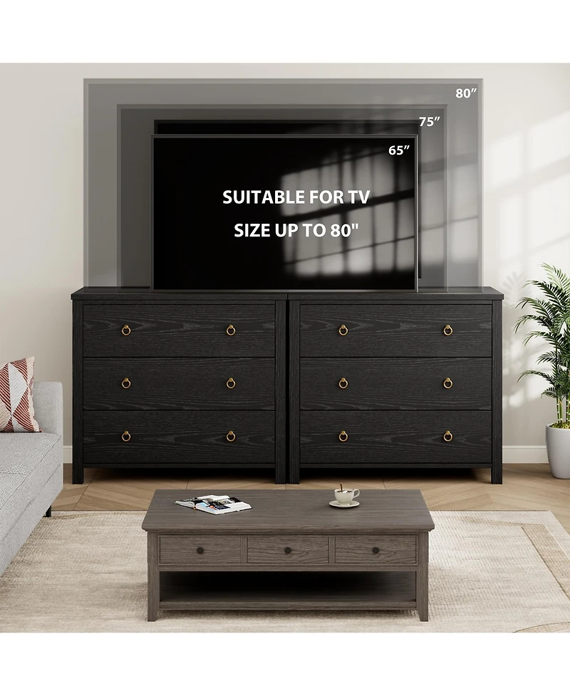 homfan 5 Drawer Dresser for Bedroom, 45'' Tall Dresser, Chest of Drawers, Wooden Dressers with Clothes Storage Cabinet Bedroom