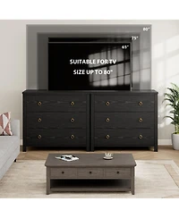 homfan 5 Drawer Dresser for Bedroom, 45'' Tall Dresser, Chest of Drawers, Wooden Dressers with Clothes Storage Cabinet Bedroom