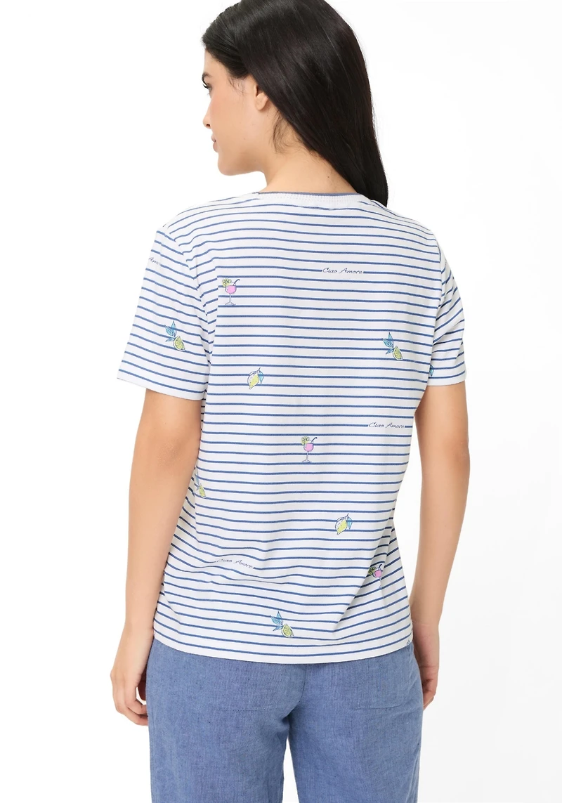 Olsen Women's Stripe and Spritz T-Shirt