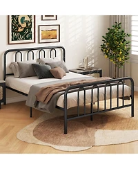 Gymax Stylish Full Size Metal Bed Frame Platform Bed Base With Headboard and Footboard