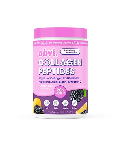 Obvi Multi-Collagen Peptides - Nail, Skin and Hair Support - Hyaluronic Acid, Biotin and Vitamin C - Sugar-Free