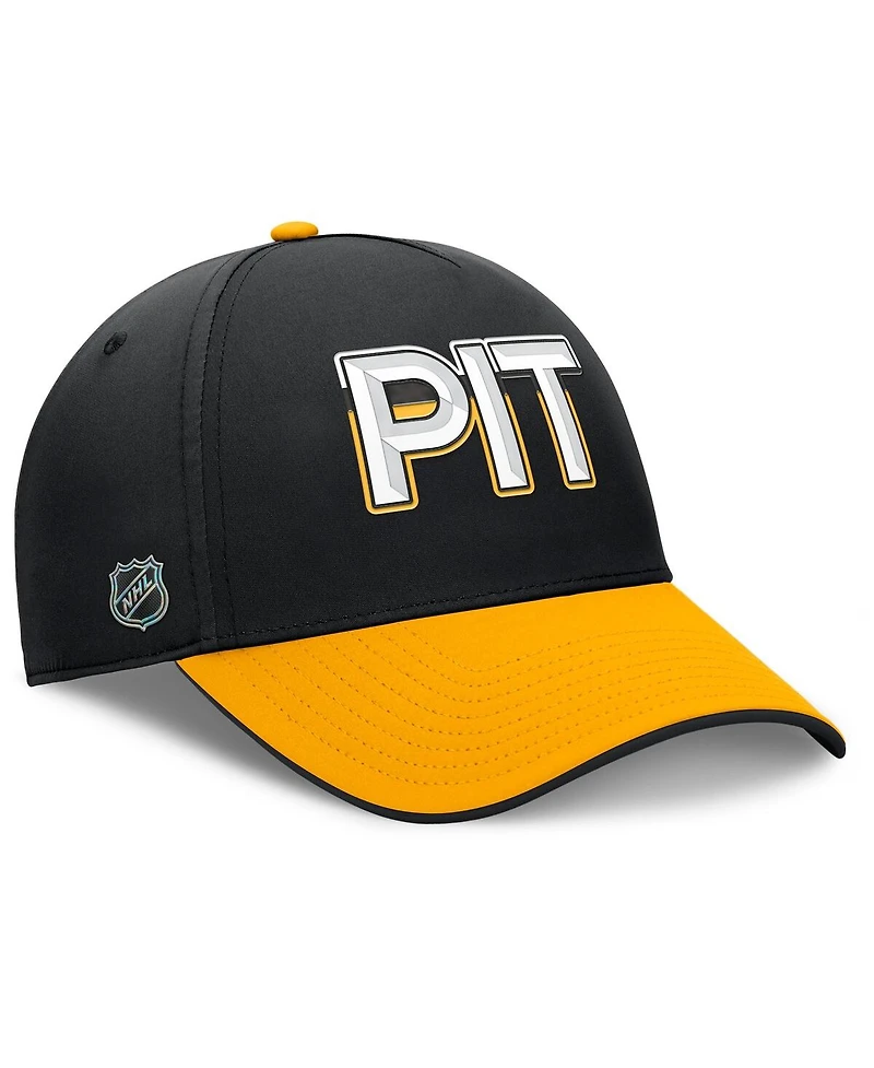 Fanatics Men's Black/Gold Pittsburgh Penguins Authentic Pro Rink Team Code Flex Hat