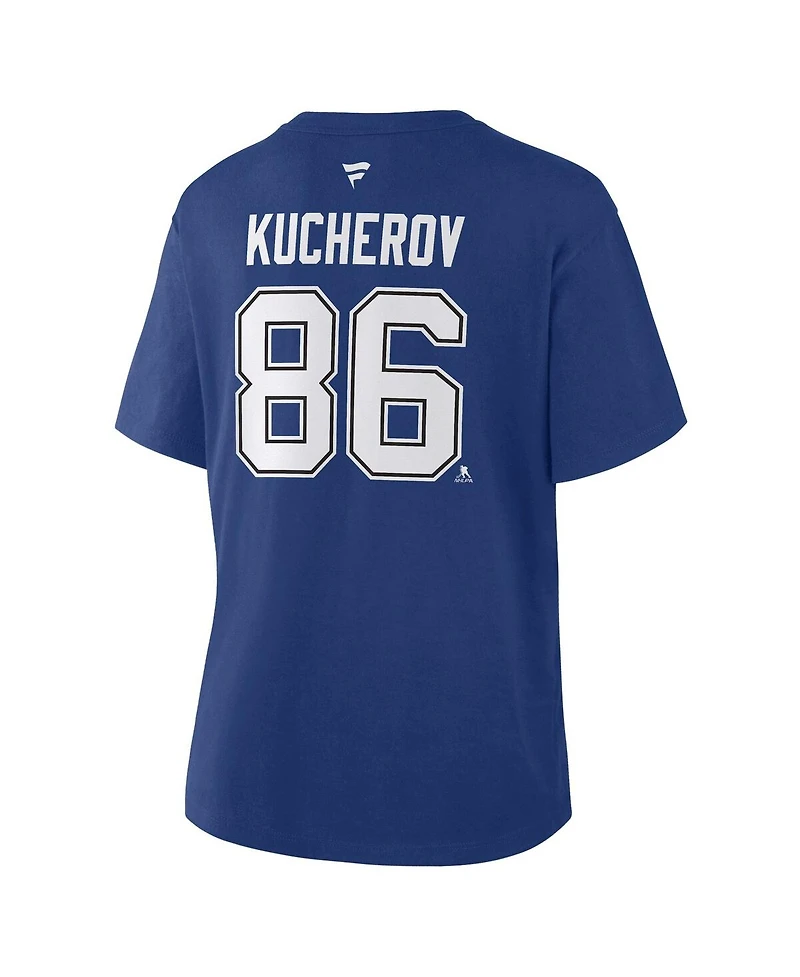 Fanatics Women's Nikita Kucherov Blue Tampa Bay Lightning Authentic Stack Name & Number T-Shirt
