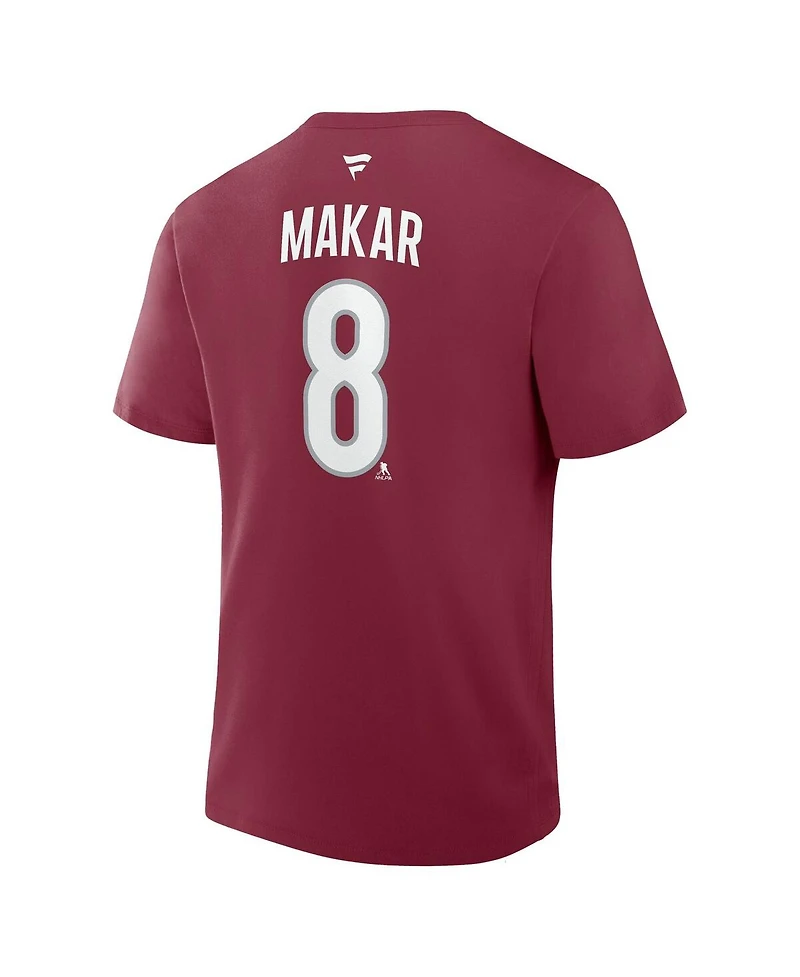 Fanatics Men's Cale Makar Burgundy Colorado Avalanche Authentic Stack Name & Number T-Shirt