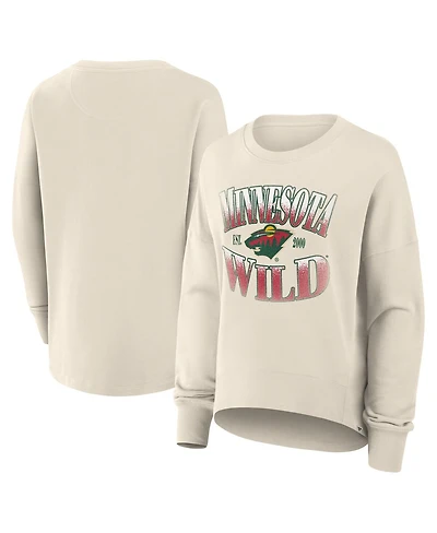 Fanatics Women's Cream Minnesota Wild Oversized Slice Pullover Sweatshirt