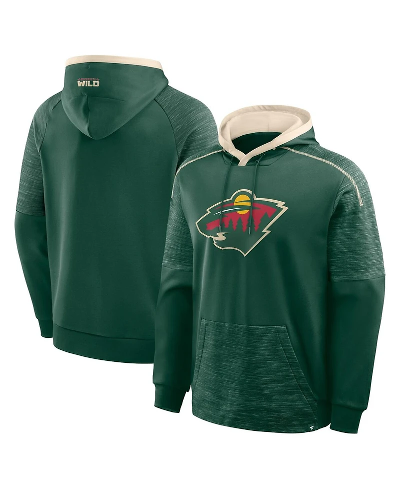 Fanatics Men's Green Minnesota Wild Goaltender Defender Pullover Hoodie