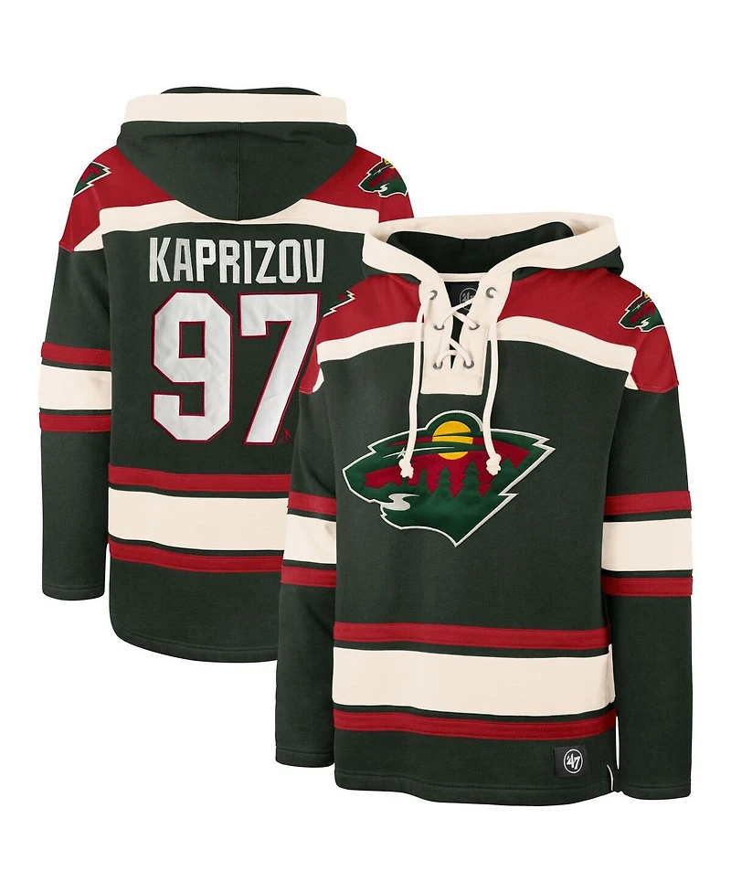 '47 Brand Men's Kirill Kaprizov Green Minnesota Wild Player Name & Number Lacer Pullover Hoodie
